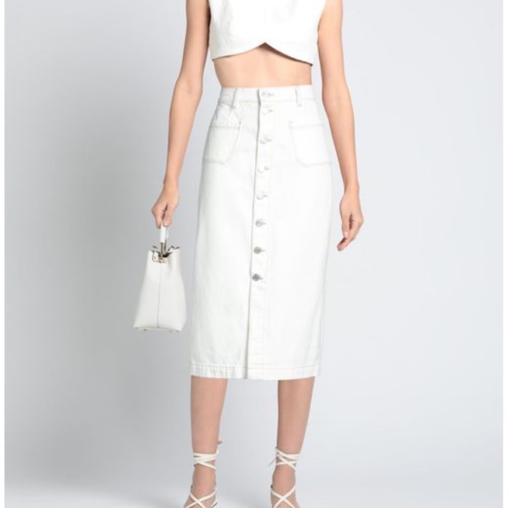 Frame white denim button up midi skirt - size 28